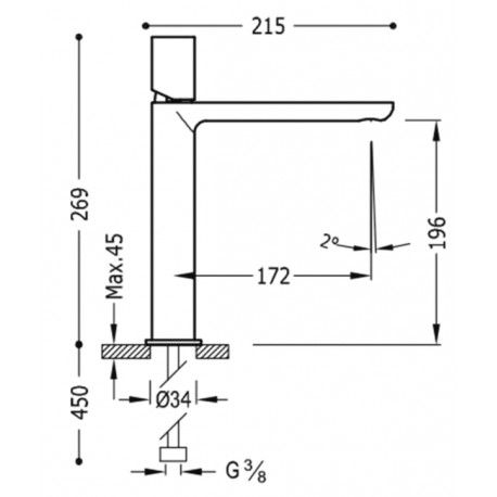 Mitigeur lavabo Or LOFT COLORS - TRES 20020304OR