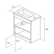Ensemble meuble lave-mains et vasque Fresne Gris - ARMOBANY MI4031F