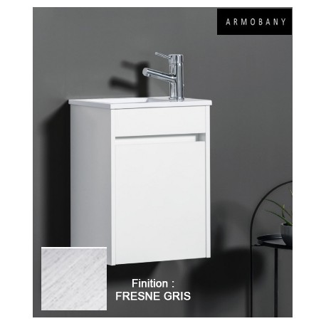 Ensemble meuble lave-mains et vasque Fresne Gris - ARMOBANY MI4031F