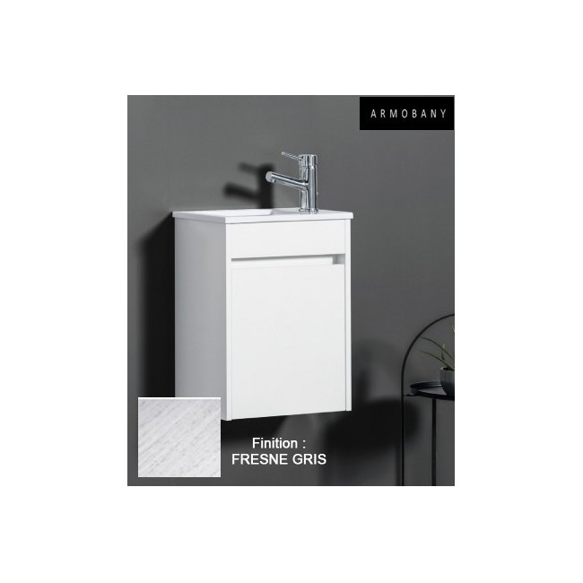 Ensemble meuble lave-mains et vasque Fresne Gris - ARMOBANY MI4031F