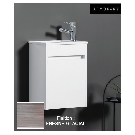 Ensemble meuble lave-mains et vasque Fresne Glacial - ARMOBANY MI4031F