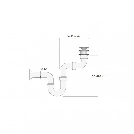 Siphon court avec valve clicker - SALGAR 19366