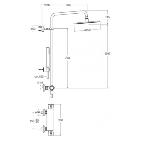 COLONNE DE DOUCHE THERMOSTATIQUE THETA BLACK MAT - CRISTINA ONDYNA TE49413