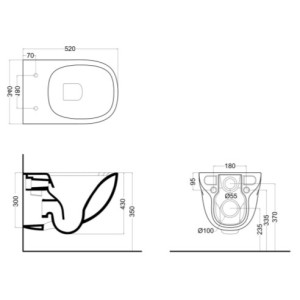 Bloc WC Blanc suspendu avec abattant - CRISTINA ONDYNA WWL3060