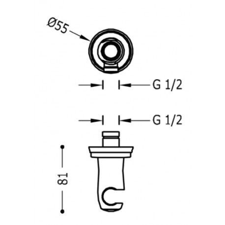 Support pour douchette Laiton vieilli - TRES 24218201LV