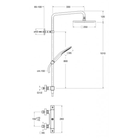 Colonne de douche thermostatique Noir mat TABULA - Cristina Ondyna QD49413