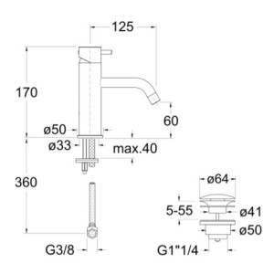Mitigeur lavabo Or rose TRIVERDE - Cristina Ondyna TV22046P