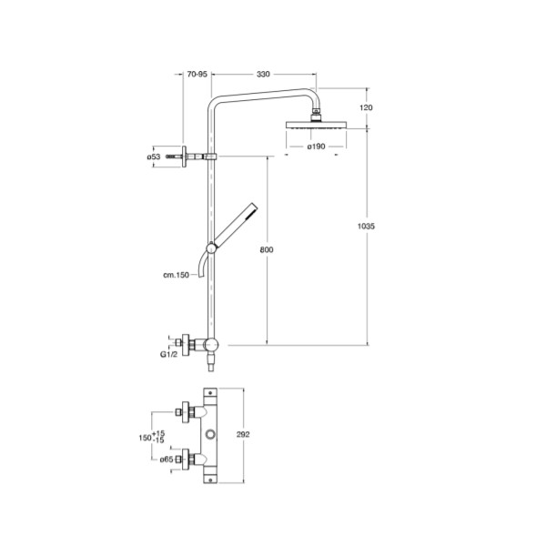 Colonne De Douche Triverde Thermostatique Or Rose Brosse - CRISTINA ONDYNA  TV48634P - Vita Habitat