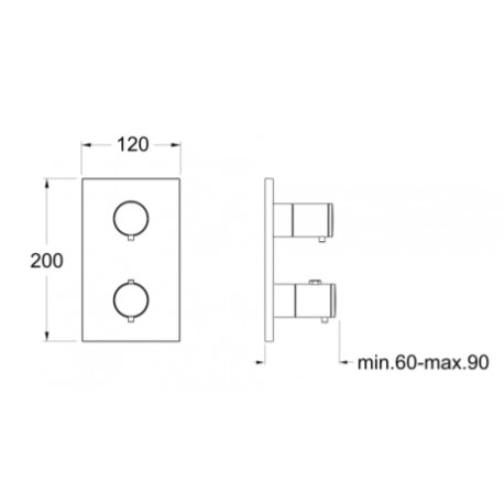 Façade douche thermostatique Or rose 2 sorties TRIVERDE - Cristina Ondyna XT85246P