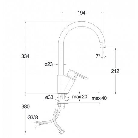 Mitigeur Cuisine bec haut chromé New Day col de cygne - CRISTINA ONDYNA KN52651