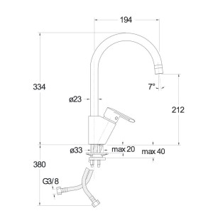 Mitigeur Cuisine bec haut chromé New Day col de cygne - CRISTINA ONDYNA KN52651