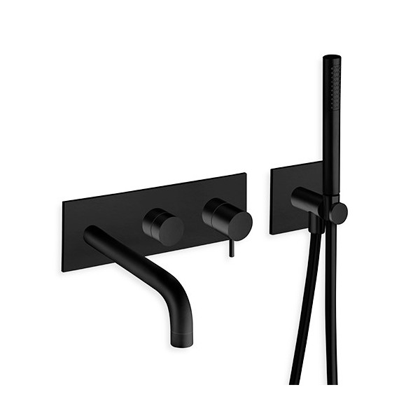 Barre de douche adaptable au robinet thermostatique mural Noir mat - TRES  03463506NM - Vita Habitat