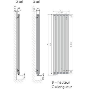 Radiateur électrique à fluide caloporteur vertical 1000W EPOK - FINIMETAL 3631810