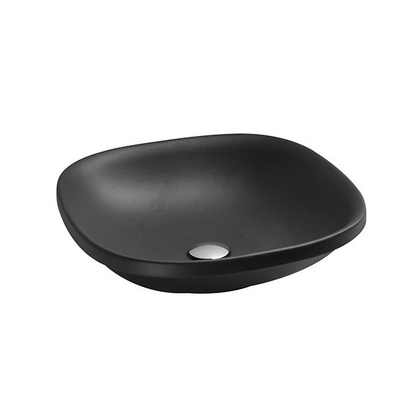 Lavabo à encastrer noir mat céramique avec bouchon de vidange 610 x 465 x  155 mm