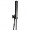 Ensemble Applique Prise D'Eau Douchette Flexible Carre Chrome Noir Robinetterie HYDROTHERAPIE - CRISTINA ONDYNA PD44372