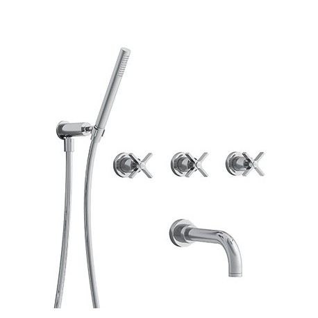 Bain/Douche Encastre 2 Sorties Cross Road Complet Chrome Robinetterie CROSS ROAD - CRISTINA ONDYNA CR11151 Bain/Douche Encastre 