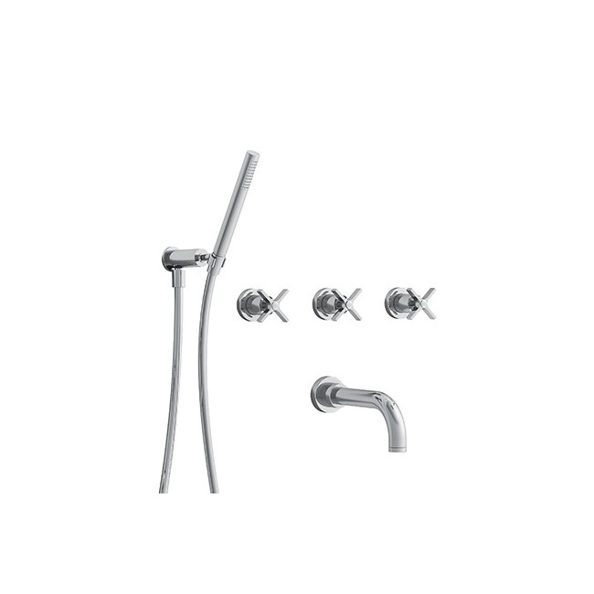 Bain/Douche Encastre 2 Sorties Cross Road Complet Chrome Robinetterie CROSS ROAD - CRISTINA ONDYNA CR11151 Bain/Douche Encastre 