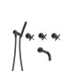 Bain/Douche Encastre 2 Sorties Cross Road Complet Chrome Noir Brosse Robinetterie CROSS ROAD - CRISTINA ONDYNA CR11175