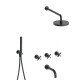Bain/Douche Encastre 3 Sorties Cross Road Complet Chrome Noir Brosse Robinetterie CROSS ROAD - CRISTINA ONDYNA CR11375