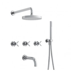 Bain/Douche Encastre 3 Sorties Cross Road Complet Chrome Robinetterie CROSS ROAD - CRISTINA ONDYNA CR11351 Bain/Douche Encastre 