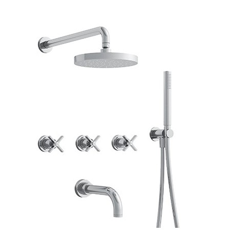 Bain/Douche Encastre 3 Sorties Cross Road Complet Chrome Robinetterie CROSS ROAD - CRISTINA ONDYNA CR11351 Bain/Douche Encastre 