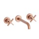 Lavabo Cross Road Small 3 Trous + Vidage Sans Meca Or Rose Brosse Robinetterie CROSS ROAD - CRISTINA ONDYNA CR24234P
