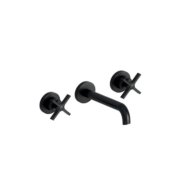 Lavabo Cross Road 3 Trous + Vidage Sans Mecanisme Blackmat Robinetterie CROSS ROAD - CRISTINA ONDYNA CR24313 Lavabo Cross Road 3