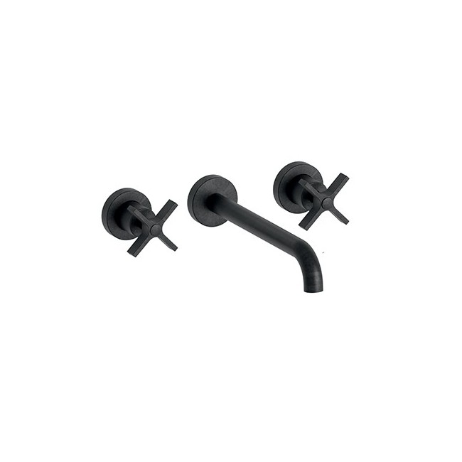 Lavabo Cross Road Small 3 Trous + Vidage Sans Meca Chrome Noir Brosse Robinetterie CROSS ROAD - CRISTINA ONDYNA CR24275 Lavabo C