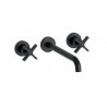 Lavabo Cross Road Small 3 Trous + Vidage Sans Meca Chrome Noir Brosse Robinetterie CROSS ROAD - CRISTINA ONDYNA CR24275