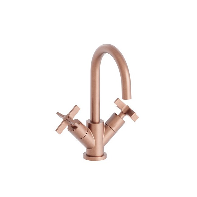 Lavabo Cross Road Melangeur Monotrou + Vidage Or Rose Brosse Robinetterie CROSS ROAD - CRISTINA ONDYNA CR22634P Lavabo Cross Roa