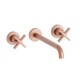 Lavabo Cross Road 3 Trous + Vidage Sans Mecanisme Or Rose Brosse Robinetterie CROSS ROAD - CRISTINA ONDYNA CR24334P