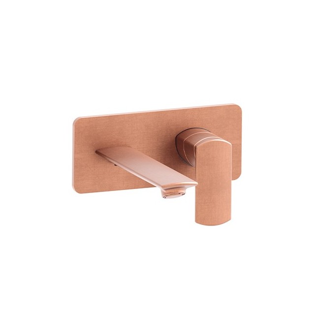 Lavabo Mural Profilo Avec Plaque Droit Bec 22.5 Up&D Or Rose Brosse Robinetterie PROFILO - CRISTINA ONDYNA PF25834P Lavabo Mural