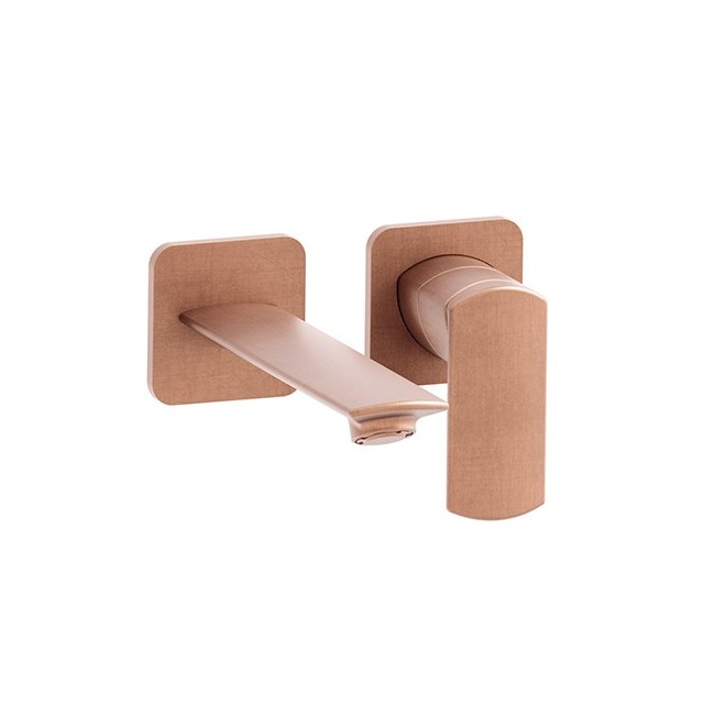 Lavabo Mural Profilo Avec Rosace Droit Bec 22.5 Up&D Or Rose Brosse Robinetterie PROFILO - CRISTINA ONDYNA PF25934P Lavabo Mural