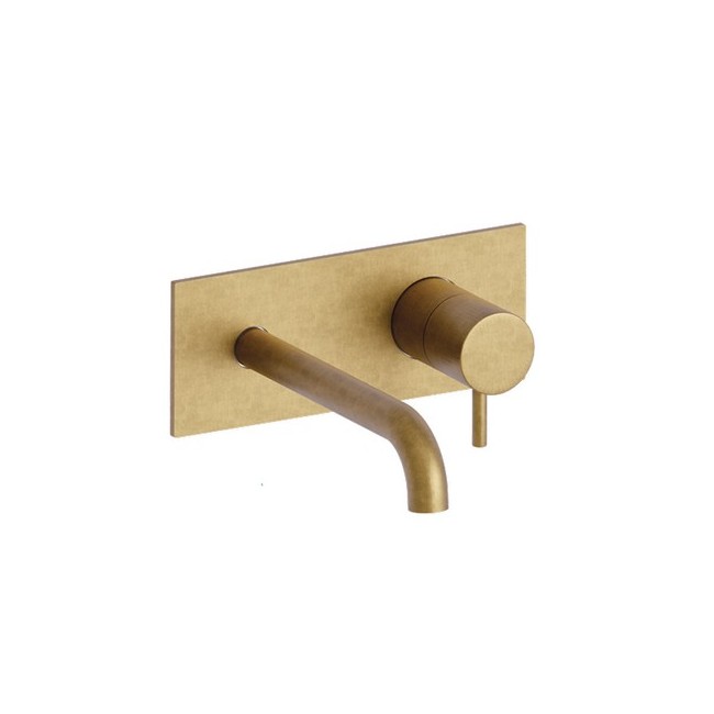 Mitigeur Lavabo Mural Triverde Avec Plaque Bec 22.5 Cm Or Brossé - CRISTINA ONDYNA TV25896P