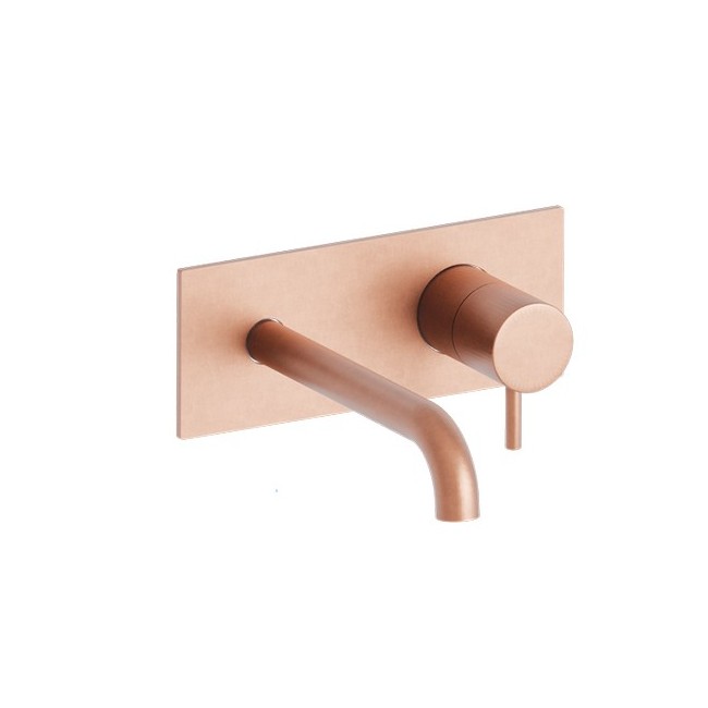 Mitigeur Lavabo Mural Triverde Avec Plaque Bec 22.5 Cm Or Rose Brossé - CRISTINA ONDYNA TV25834P