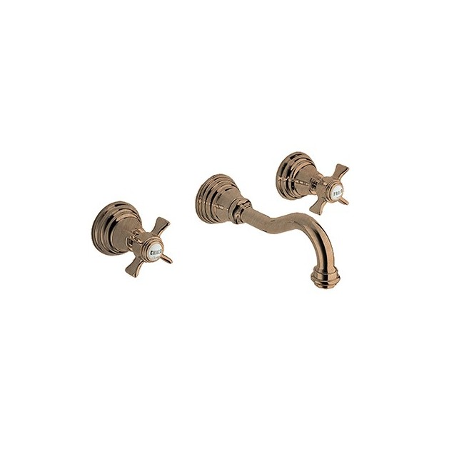 Lavabo Melangeur Mural Chambord S/Meca.  Or Rose Brosse Pvd Robinetterie CHAMBORD - CRISTINA ONDYNA CH24234P Lavabo Melangeur Mu