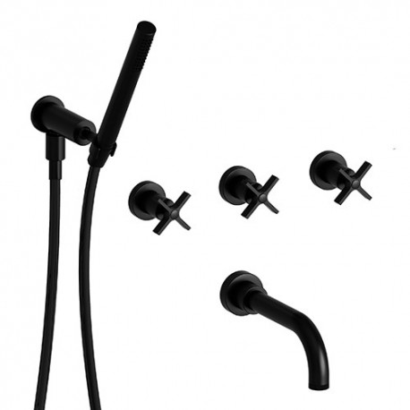 Bain/Douche Encastre 2 Sorties Cross Road Complet Blackmat Robinetterie CROSS ROAD - CRISTINA ONDYNA CR11113 Bain/Douche Encastr