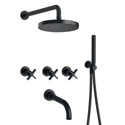 Mélangeur Bain/Douche Encastré complet 3 Sorties Blackmat Robinetterie CROSS ROAD - CRISTINA ONDYNA CR11313