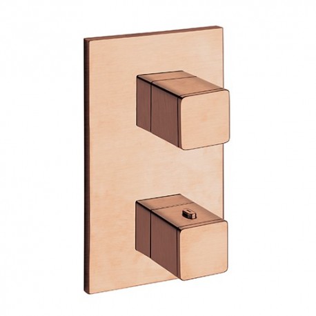 Facade Externe Quadri Laiton Thermostatique  2 Sorties Or Rose Bross Robinetterie QUADRI - CRISTINA ONDYNA XQ85234P Facade Exter