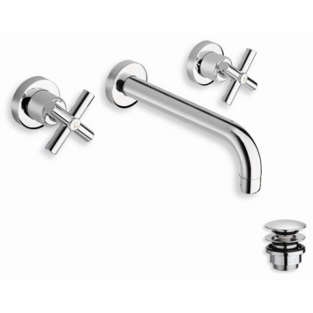 LAVABO EXECUTIVE MURAL  SMALL 3 TROUS CHROME + Vidage SANS MECANISME - CRISTINA ONDYNA EV24251 LAVABO EXECUTIVE MURAL  SMALL 3 T