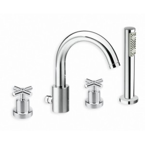 Mélangeur bain douche 4 trous sur gorge avec douchette EXECUTIVE - CRISTINA ONDYNA EV10451 Mélangeur bain douche 4 trous sur gor
