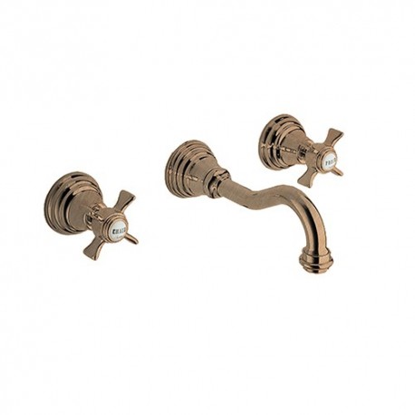 Lavabo Melangeur Mural Chambord S/Meca.  Or Rose Brosse Pvd Robinetterie CHAMBORD - CRISTINA ONDYNA CH24234P Lavabo Melangeur Mu