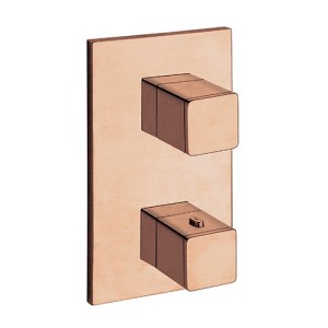 Facade Externe Quadri Laiton Thermostatique  2 Sorties Or Rose Bross Robinetterie QUADRI - CRISTINA ONDYNA XQ85234P Facade Exter