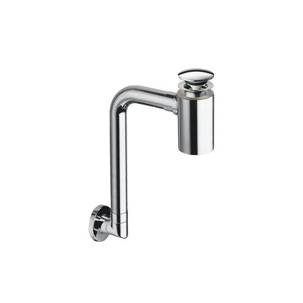 Siphon lavabo gain de place avec bonde clic clac et trop plein chrome -  Primagran