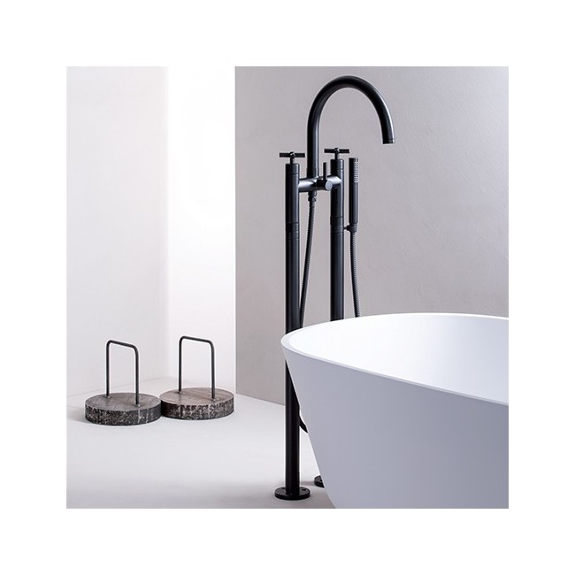 Melangeur Bain Douche Sur Pied Cross Road Blackmat Robinetterie CROSS ROAD - CRISTINA ONDYNA CR10813 CR10813CRISTINA ONDYNA