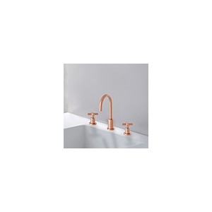 Lavabo Cross Road 3 Trous + Vidage Or Rose Brosse Robinetterie CROSS ROAD - CRISTINA ONDYNA CR20534P CR20534PCRISTINA ONDYNA