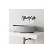 Lavabo Cross Road 3 Trous + Vidage Sans Mecanisme Metal Brosse Robinetterie CROSS ROAD - CRISTINA ONDYNA CR24377 CR24377CRISTINA