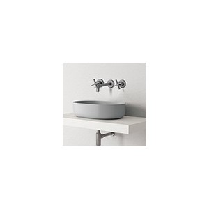Lavabo Cross Road Small 3 Trous + Vidage Sans Mecanisme Metal Brosse Robinetterie CROSS ROAD - CRISTINA ONDYNA CR24277 CR24277CR