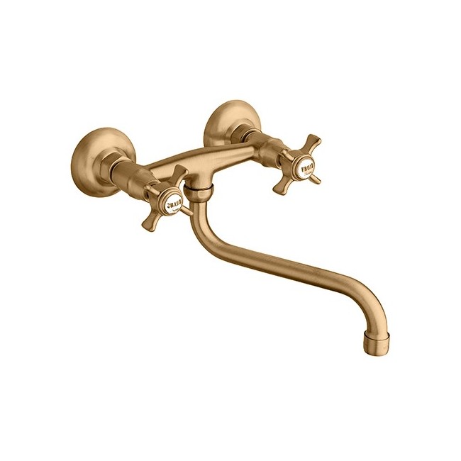 Mélangeur évier mural bec dessous Or Rose Brosse Pvd CHAMBORD - CRISTINA ONDYNA CH12434P