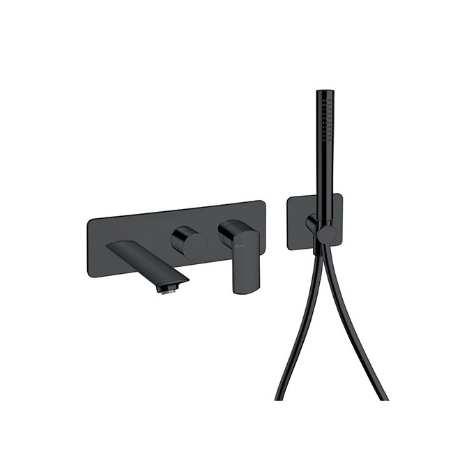 Façade bain douche mitigeur mural encastre 3 sorties Chromé Noir Brossé PROFILO - CRISTINA ONDYNA PF10375